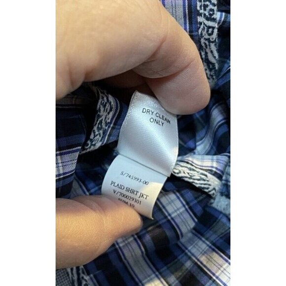 Banana‎ Republic Womens Size Small Blue Plaid Shirt Blazer Jacket Preppy Office - Picture 7 of 9